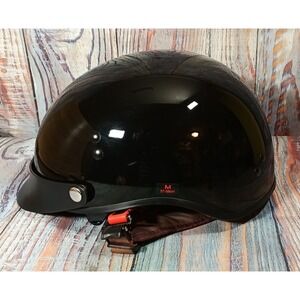 VCAN V58 Motorcycle Half Helmet Gloss Black DOT Certified Cruiser Size M 57-58cm